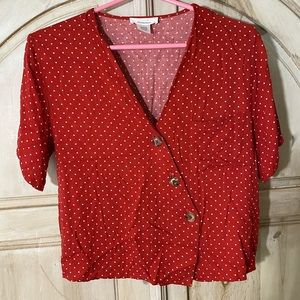 Red polka dot blouse